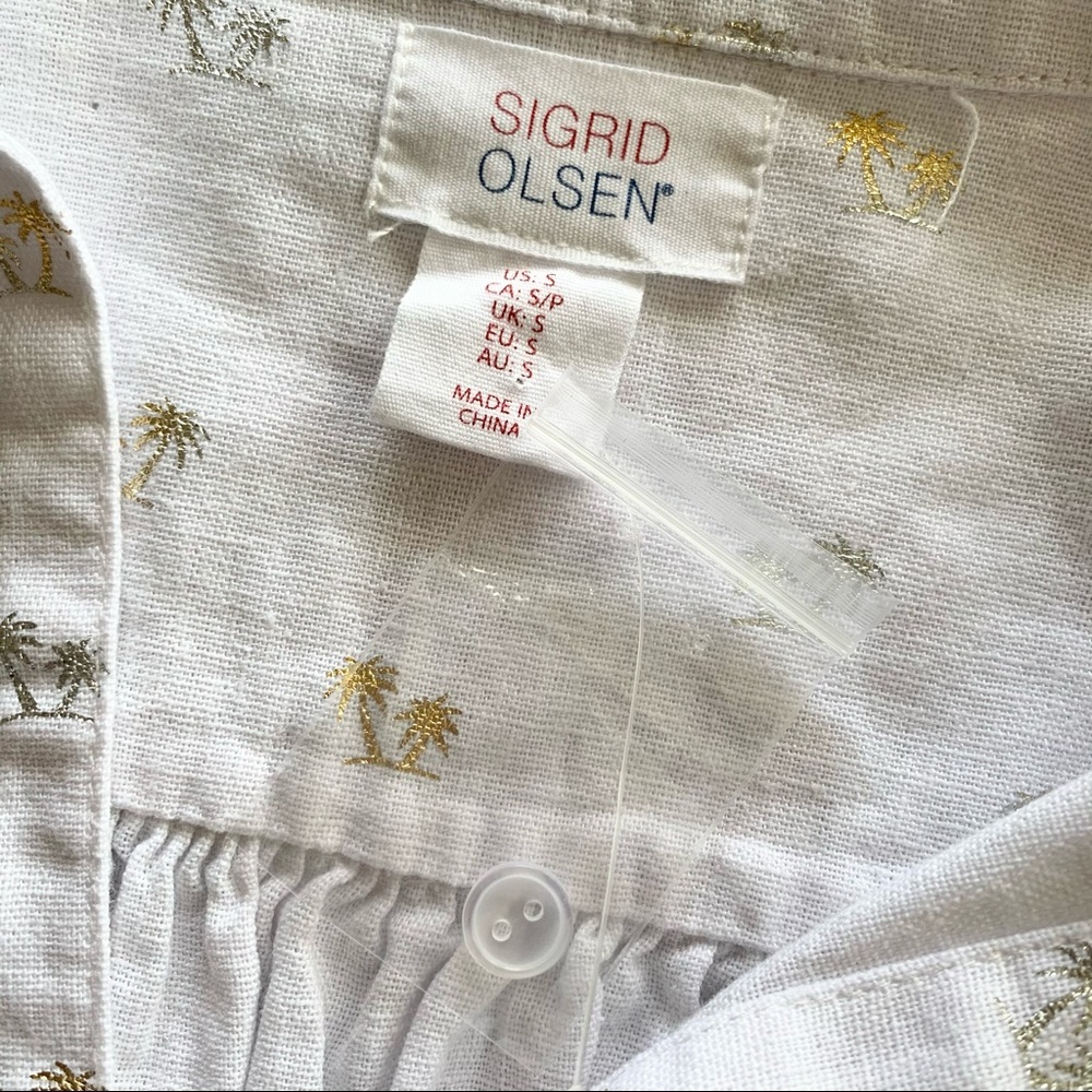 🌸New🌸 Sigrid Olsen Long Sleeve Palm Tree Shirt S - Picture 4 of 10